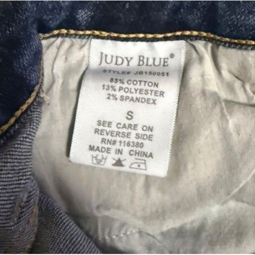 Judy Blue Distressed Cutoff Denim Shorts Raw Hem Stretch Size Small Mid-Rise - Picture 5 of 7